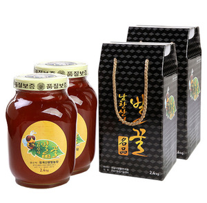 자연숙성 꿀2.4kg유리꿀병 맛과 우수함/한정판매 [50년 전통][1++양봉원]